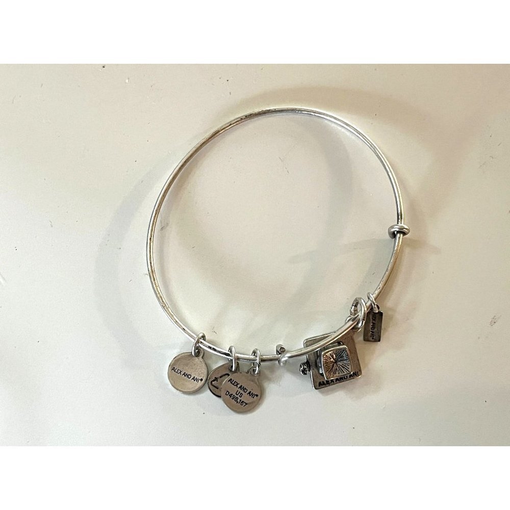 Alex and Ani Silver Graduation Cap Charm Bangle Bracelet - Picture 11 of 11